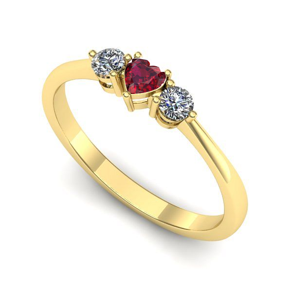 Inel logodna din aur galben cu rubin
