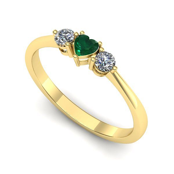 Inel logodna din aur galben cu smarald