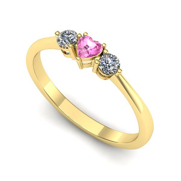 Inel de logodna din aur galben cu safir roz