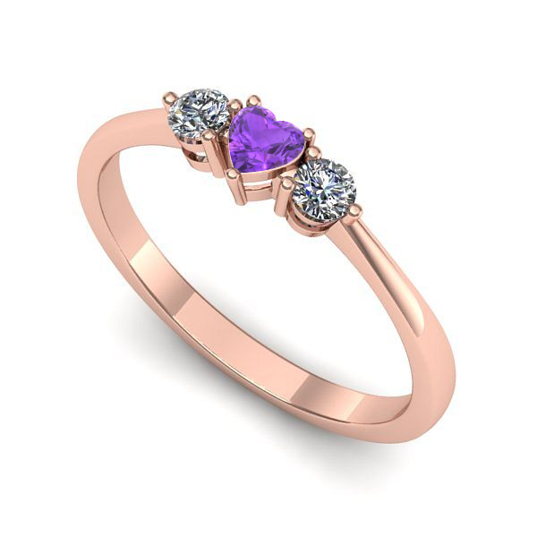 Inel din aur roz cu ametist