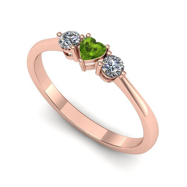 Inel logodna din aur roz cu peridot