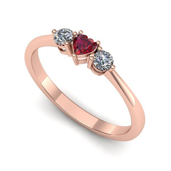 Inel de logodna din aur roz cu rubin
