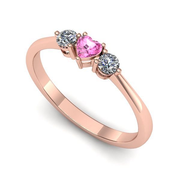 Inel de logodna din aur roz cu safir roz
