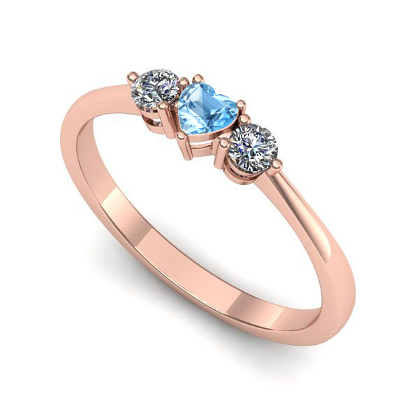 Inel logodna din aur roz cu topaz blue