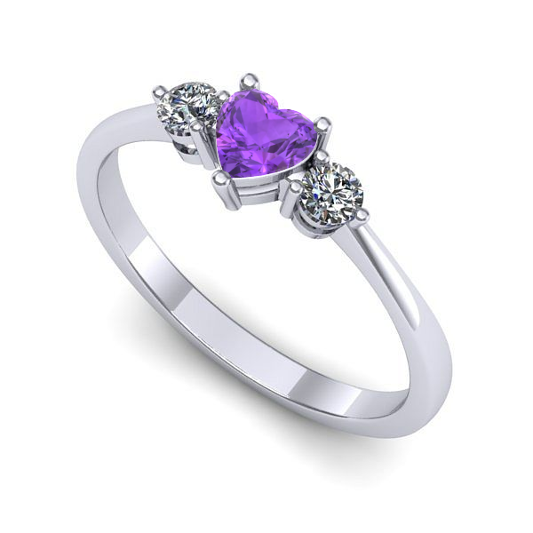 Inel logodna din aur alb cu ametist