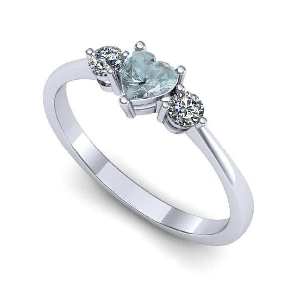 Inel din aur alb cu aquamarin