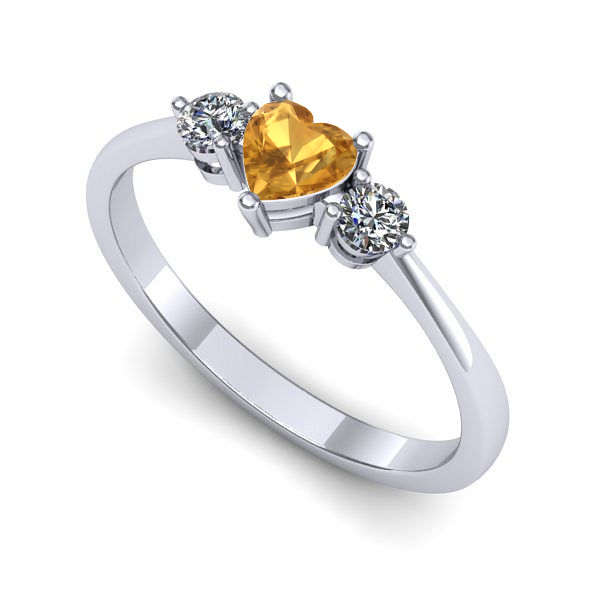 Inel de logodna din aur alb cu citrin