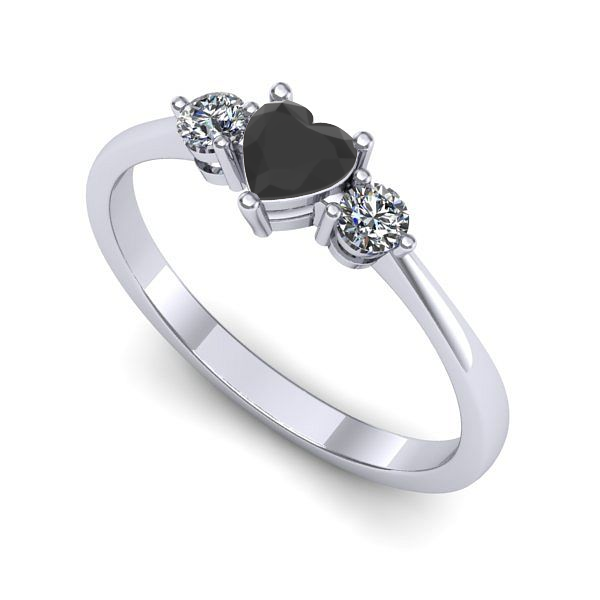 Inel de logodna din aur alb cu diamant negru