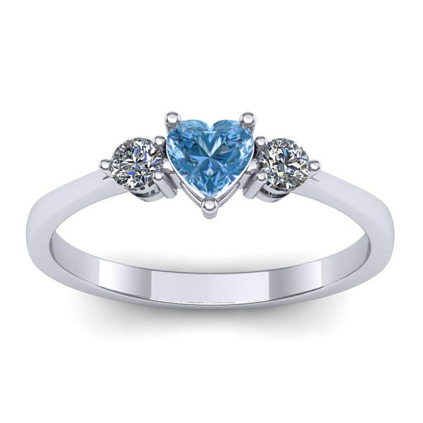 Inel logodna cu diamant de laborator albastru inima