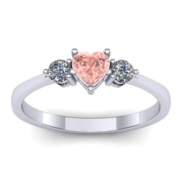 Inel logodna cu diamant de laborator roz inima