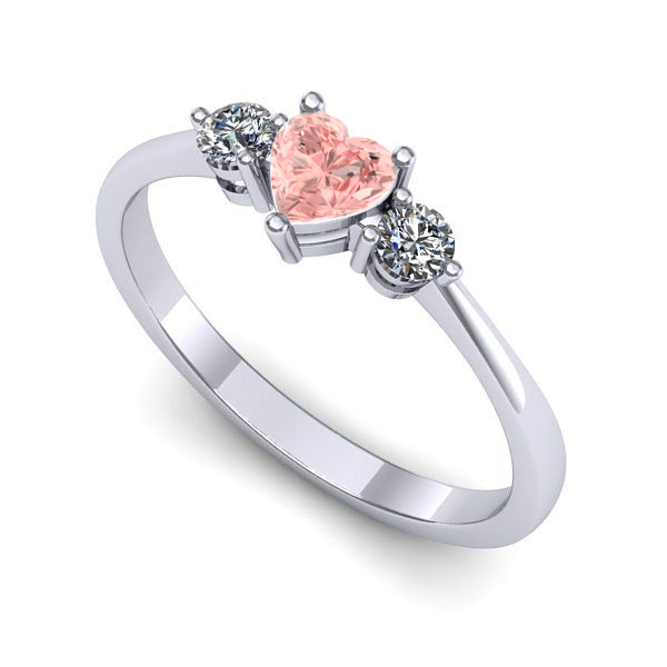 Inel logodna din aur alb cu diamant de laborator roz