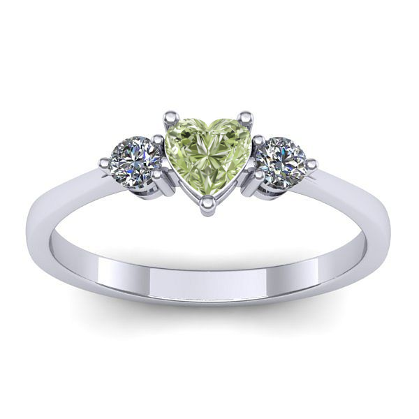 Inel de logodna cu diamant de laborator verde inima