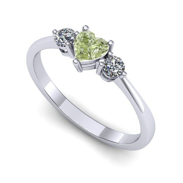 Inel logodna din aur alb cu diamant de laborator verde