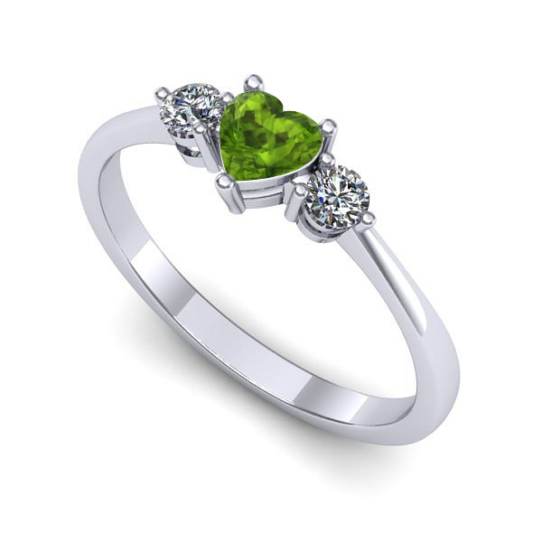 Inel de logodna din aur alb cu peridot