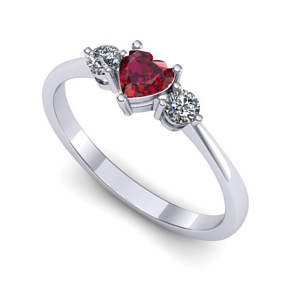 Inel logodna din aur alb cu rubin