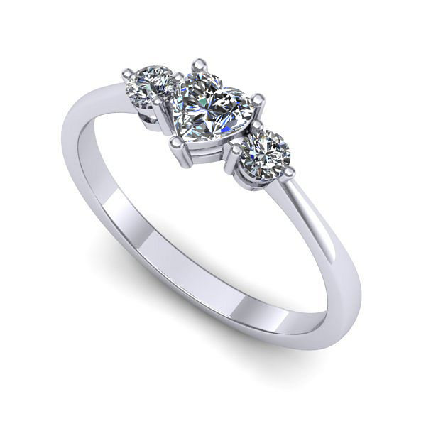 Inel de logodna din aur alb cu safir alb