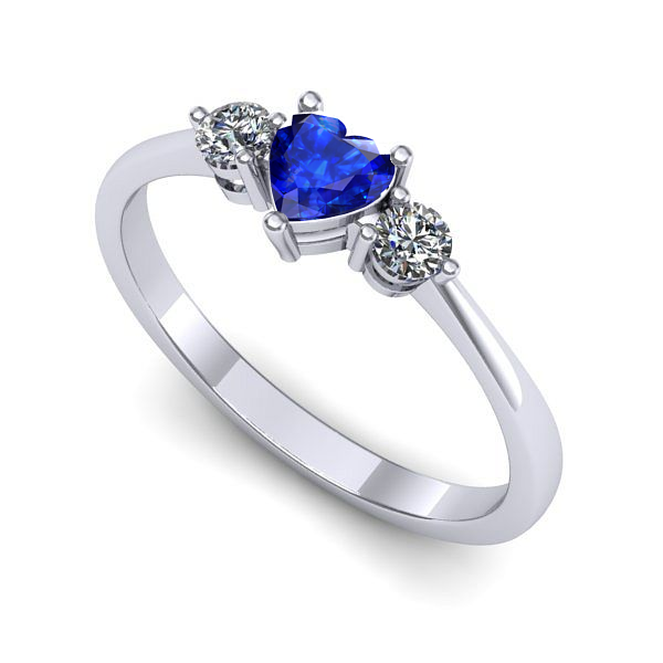 Inel din aur alb cu safir