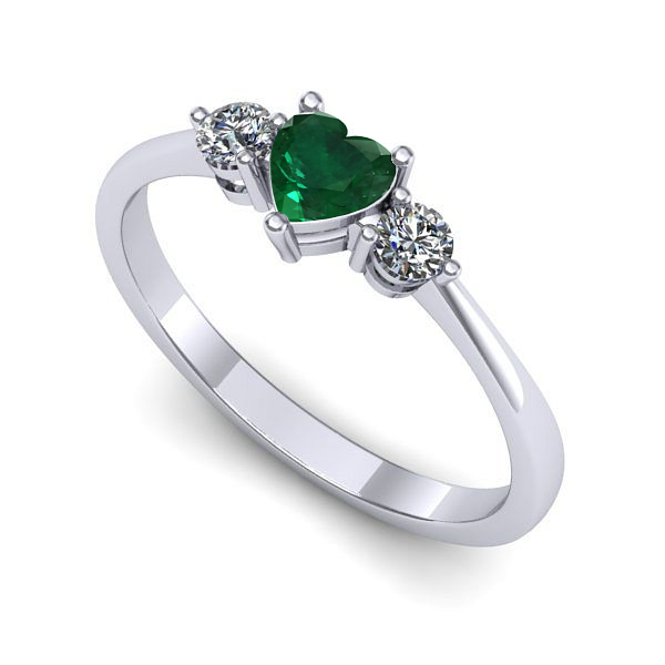 Inel din aur alb cu smarald