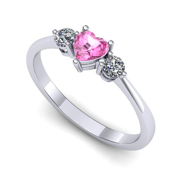 Inel din aur alb cu safir roz