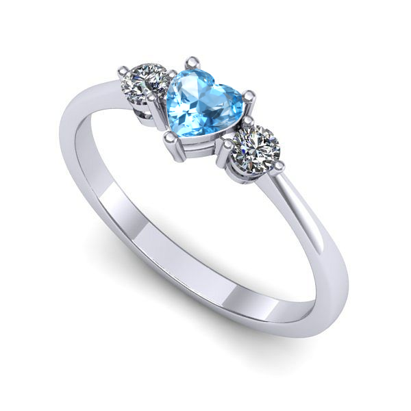 Inel din aur alb cu topaz blue