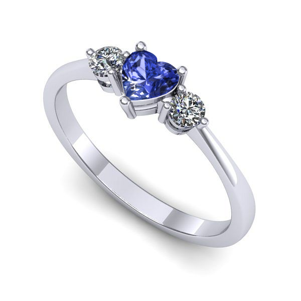 Inel de logodna din aur alb cu tanzanit