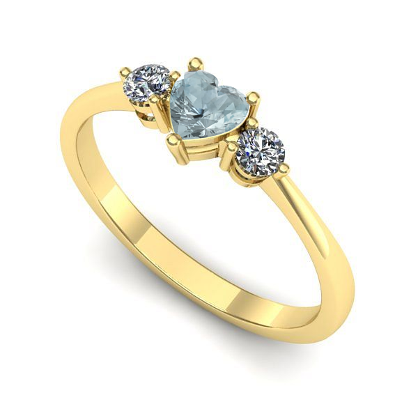 Inel de logodna din aur galben cu aquamarin