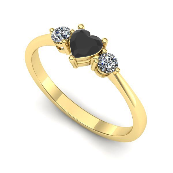 Inel de logodna din aur galben cu diamant negru