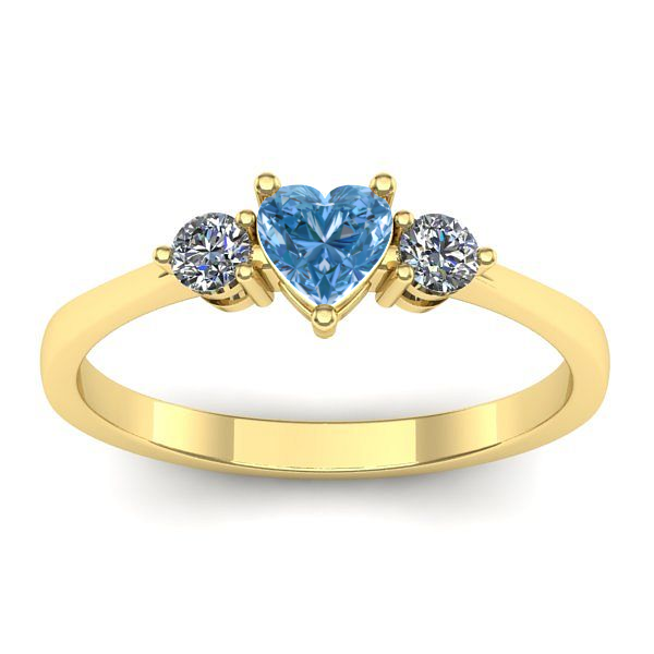 Inel de logodna cu diamant de laborator albastru inima