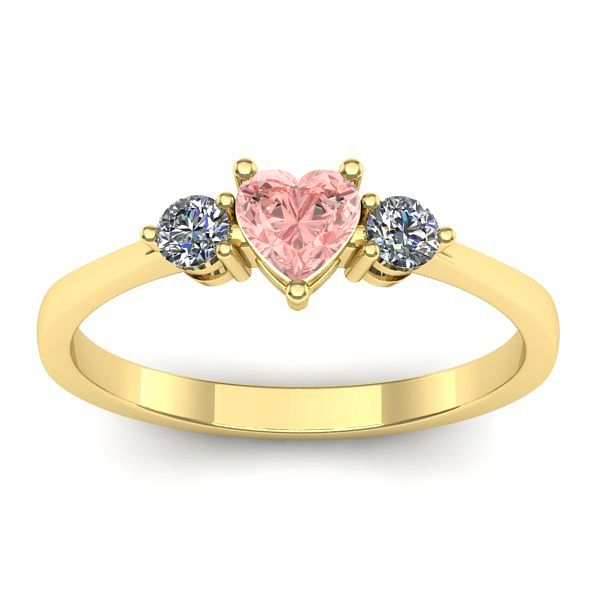 Inel cu diamant de laborator roz inima