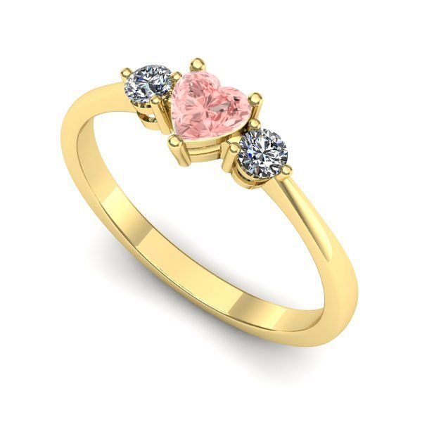 Inel logodna din aur galben cu diamant de laborator roz