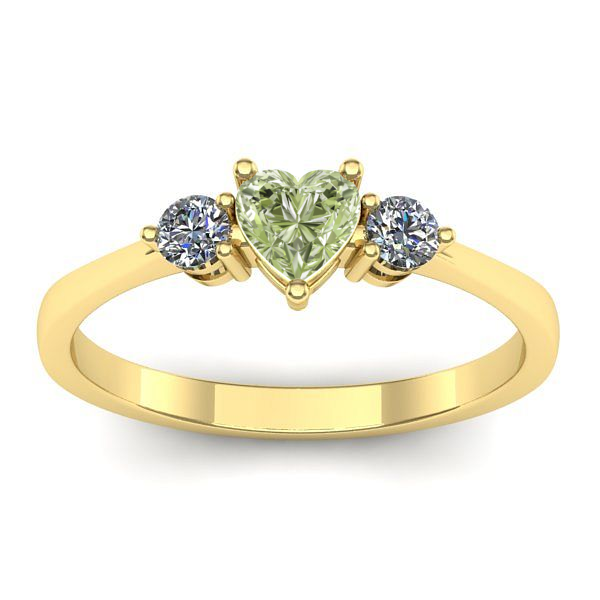 Inel logodna cu diamant de laborator verde inima