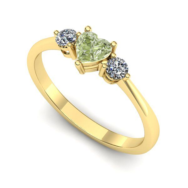 Inel de logodna din aur galben cu diamant de laborator verde