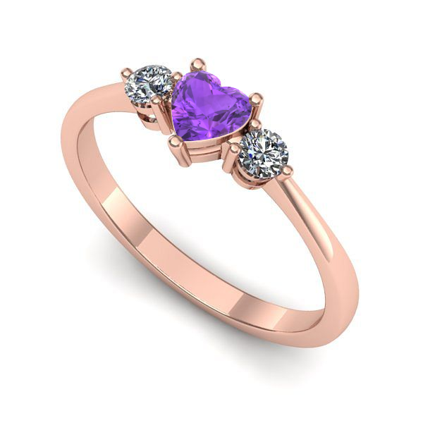 Inel logodna din aur roz cu ametist
