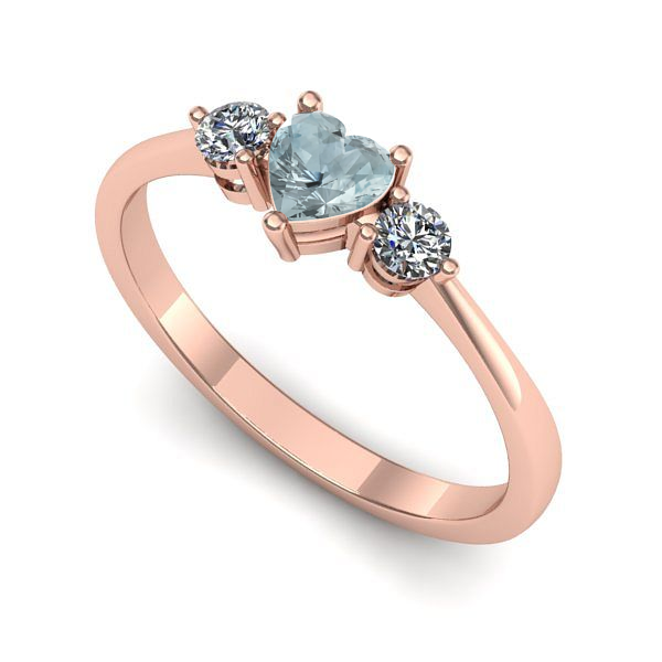 Inel din aur roz cu aquamarin