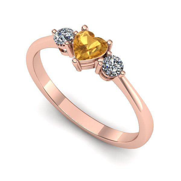 Inel logodna din aur roz cu citrin