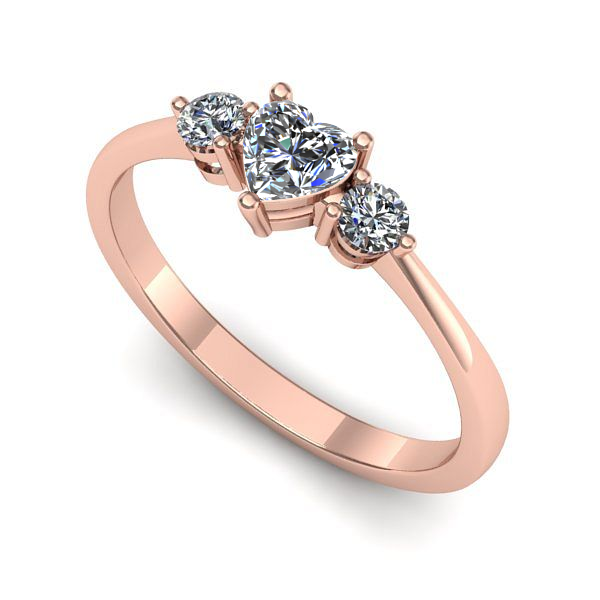 Inel logodna din aur roz cu diamant