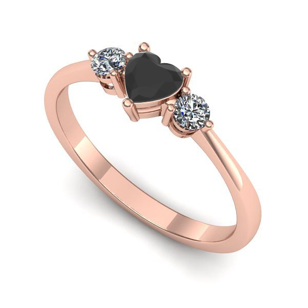 Inel din aur roz cu diamant negru