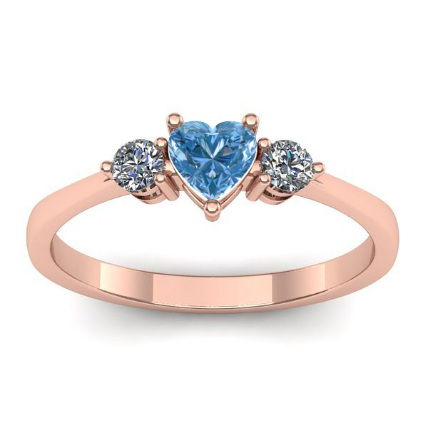 Inel cu diamant de laborator albastru inima