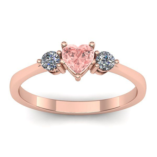 Inel logodna cu diamant de laborator roz inima