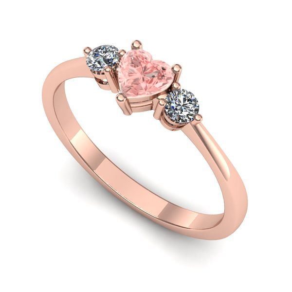 Inel de logodna din aur roz cu diamant de laborator roz