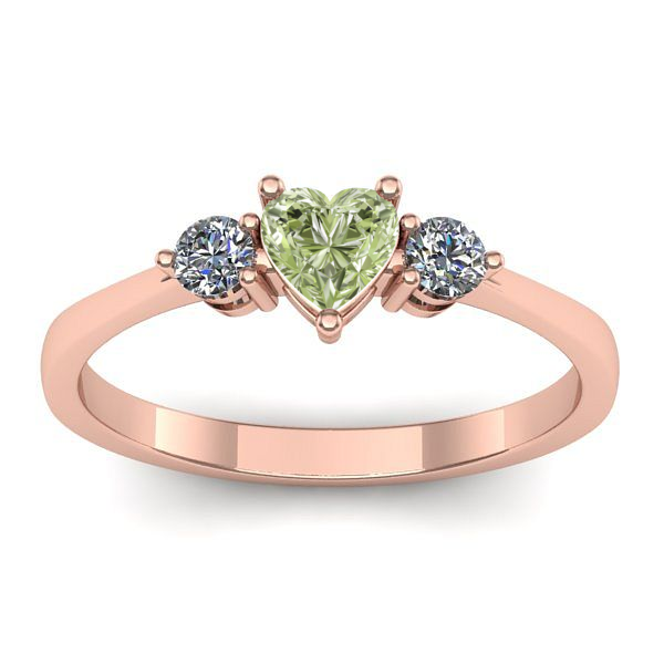 Inel logodna cu diamant de laborator verde inima