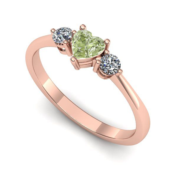 Inel de logodna din aur roz cu diamant de laborator verde