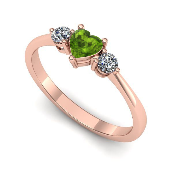 Inel logodna din aur roz cu peridot