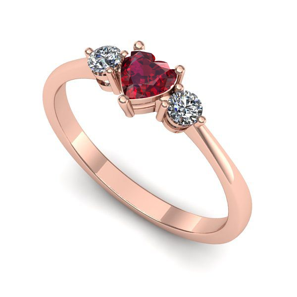 Inel de logodna din aur roz cu rubin