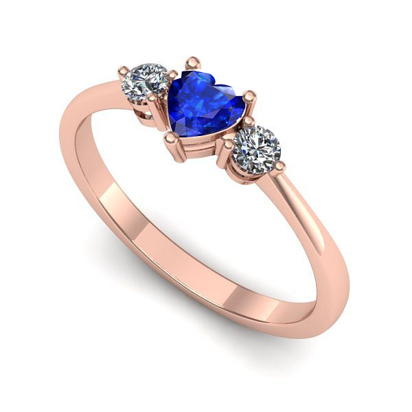 Inel logodna din aur roz cu safir