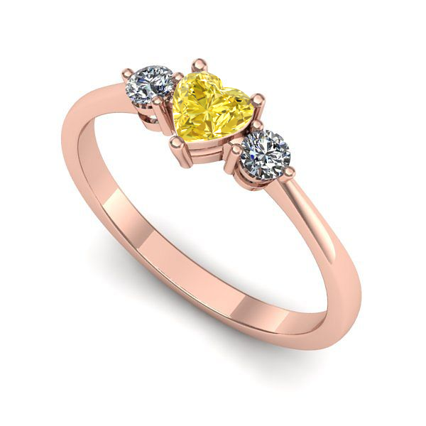 Inel de logodna din aur roz cu safir galben