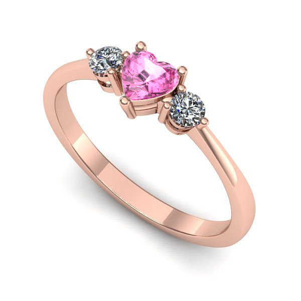 Inel din aur roz cu safir roz