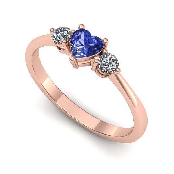 Inel de logodna din aur roz cu tanzanit