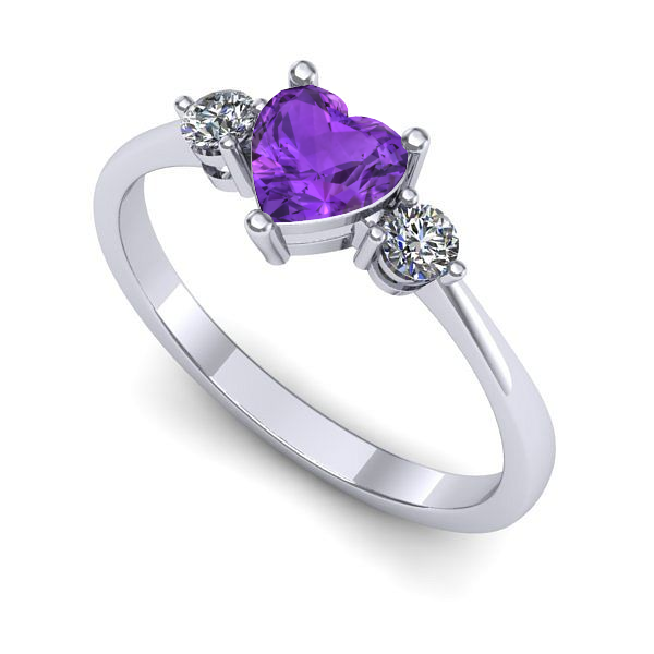 Inel logodna din aur alb cu ametist