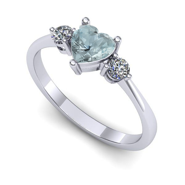 Inel logodna din aur alb cu aquamarin